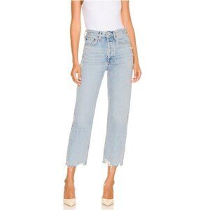 AGOLDE 90's Crop Jeans Nerve Light Wash Loose Straight Leg Raw Hem 23 Revolve